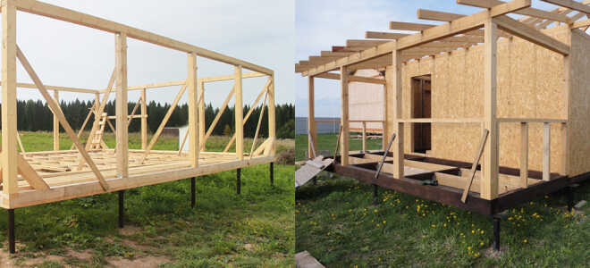 Постройка каркасного дома на сваях