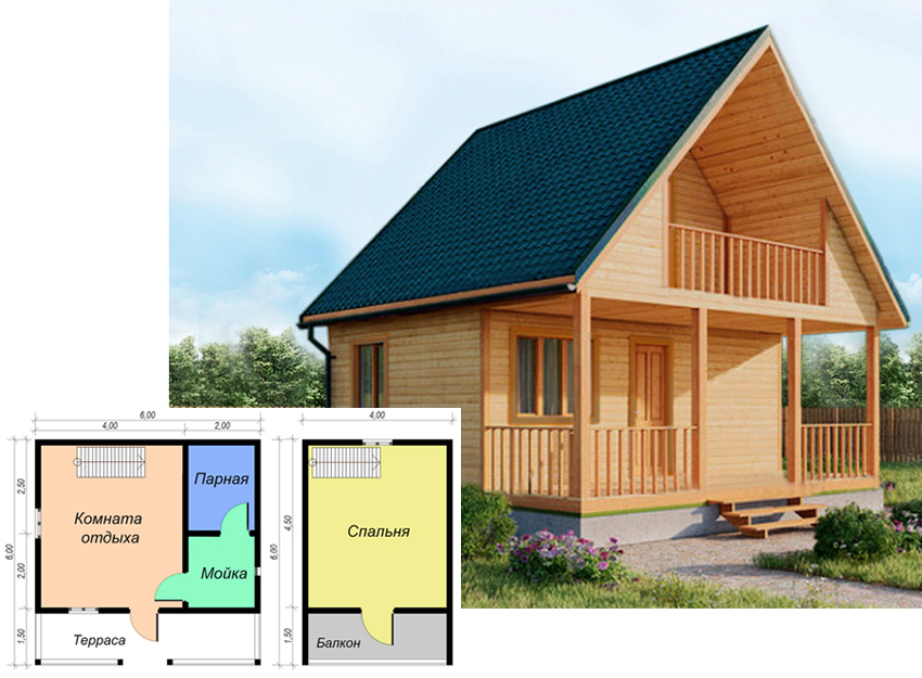 Дом 6 на 6 с мансардой