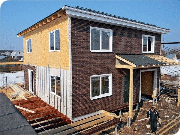 Фасад каркасного дома